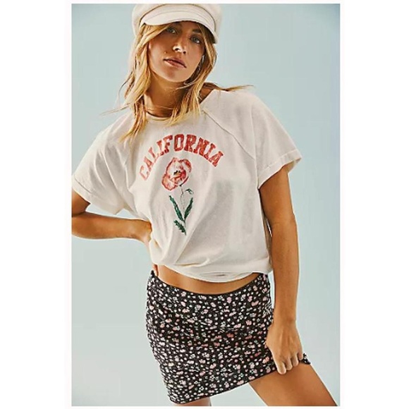 FREE PEOPLE Floral Midi Skirt Black Mint Green Soft Pink - Picture 3 of 15